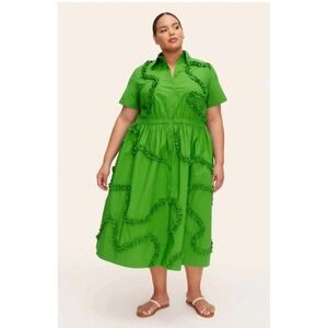 NWT Kate‎ Spade Target Short Sleeve Midi Shirtdress Green - Size L